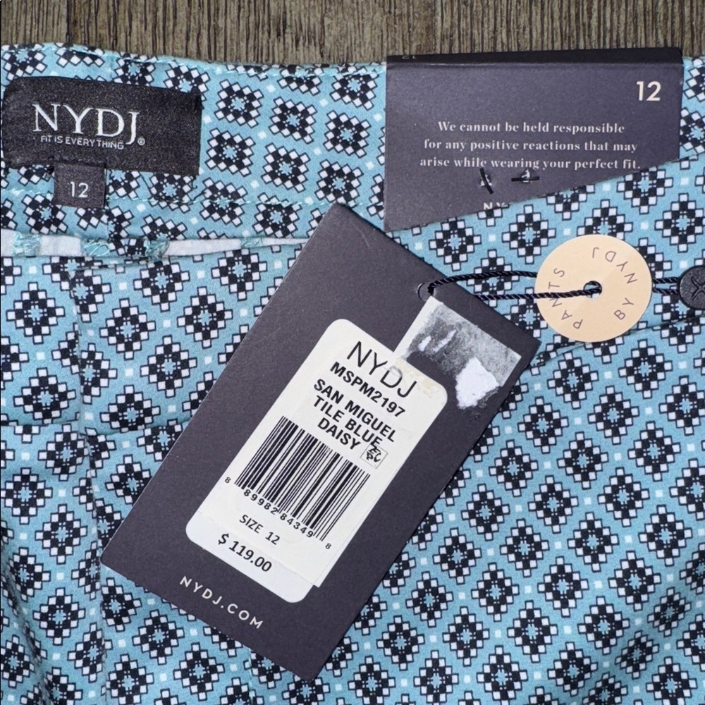 NYDJ Everyday Trouser Pants San Miguel Tile Blue Daisy - Picture 9 of 13